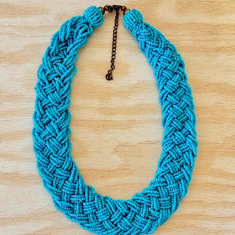 Beautiful Turquoise Beaded Statement Necklace - image 1